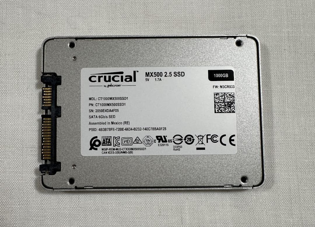 crucial MX500 2.5インチ 1TB SSD