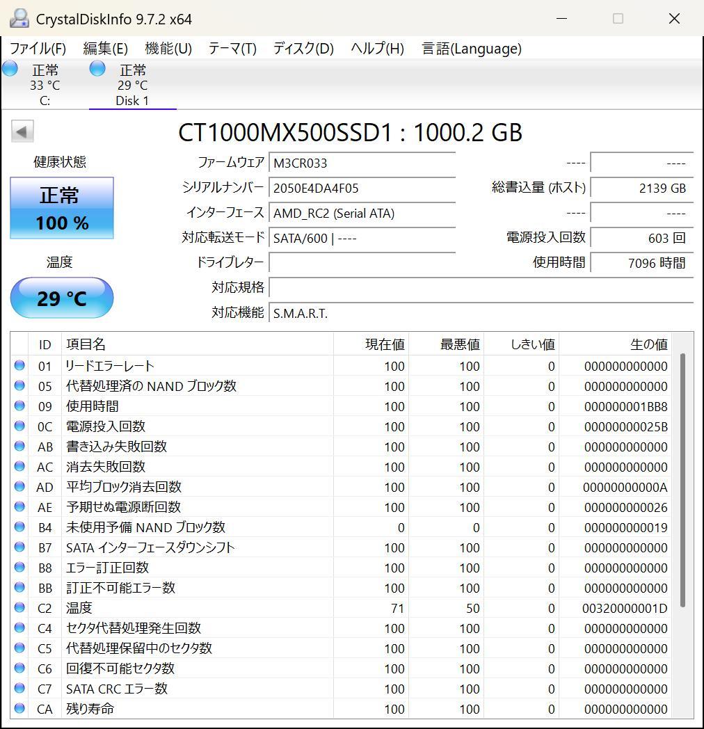 crucial MX500 2.5インチ 1TB SSD