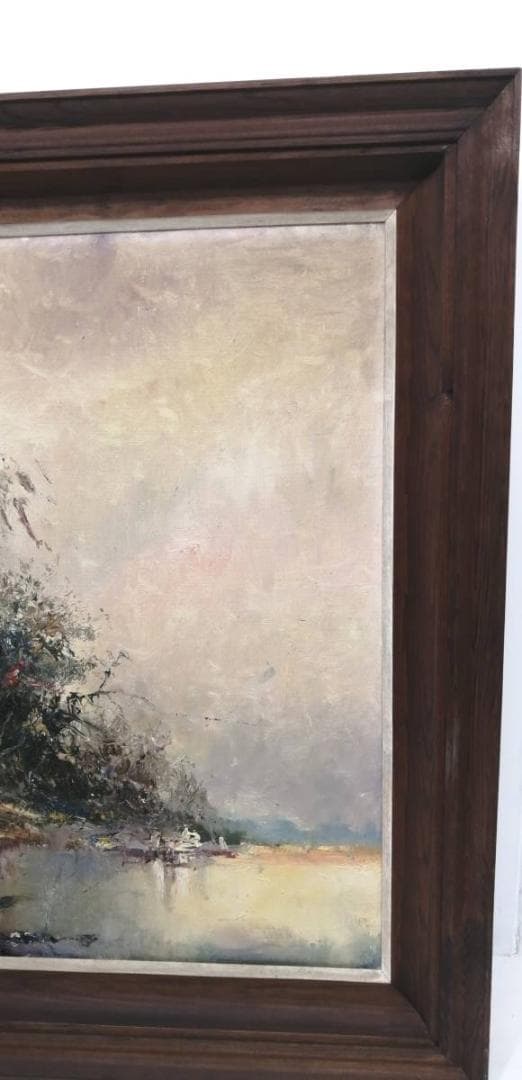 40%【真作】アンナ・オルシェウスカ 油彩 1988年 ポーランド 風景画 自然