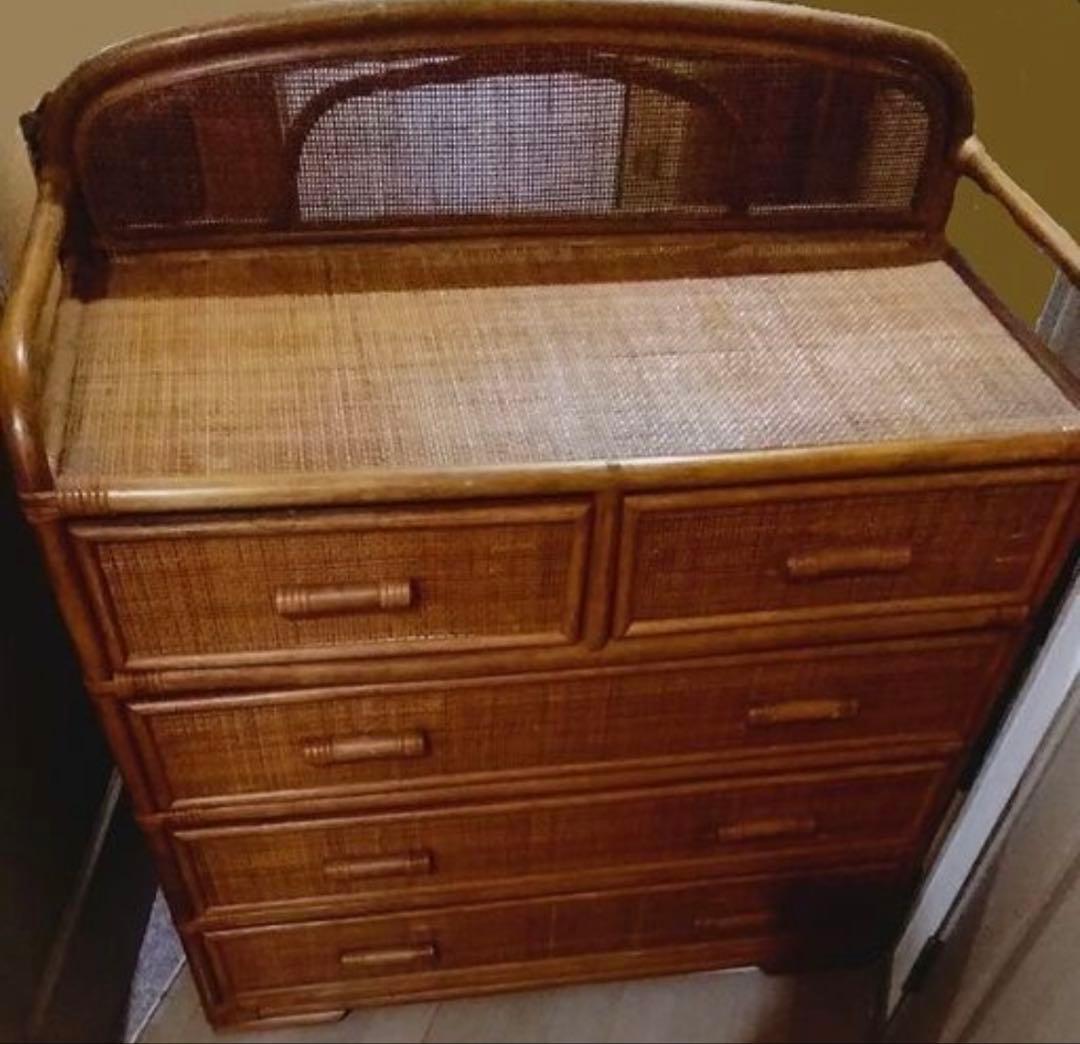 籐　ラタン　4段チェスト　タンス