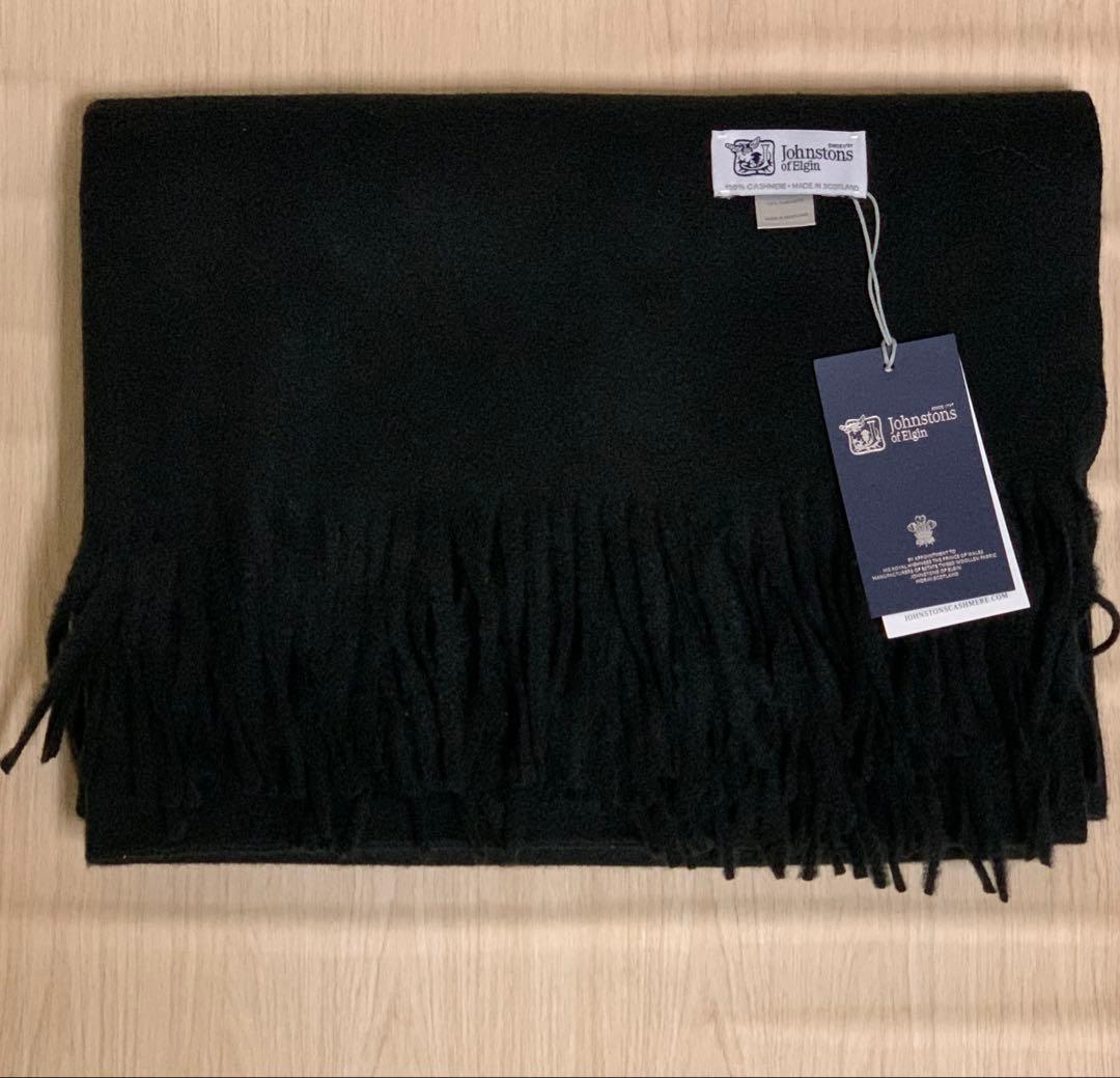 A*.様 ジョンストンズ カシミア 大判ストール マフラー ブラック