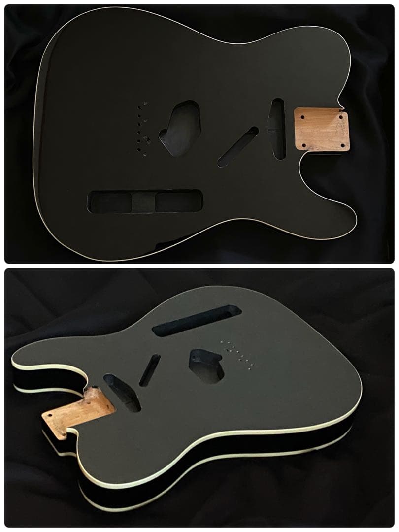 テレキャスターNo73バインディングボディ　ブラック　ラッカー塗装