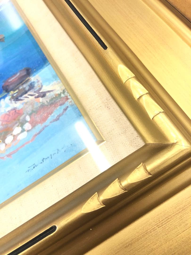 ★ 渡辺三男　『滞船』　鴨川港　千葉　1981 絵画　海　日本　油絵　海　舟　青