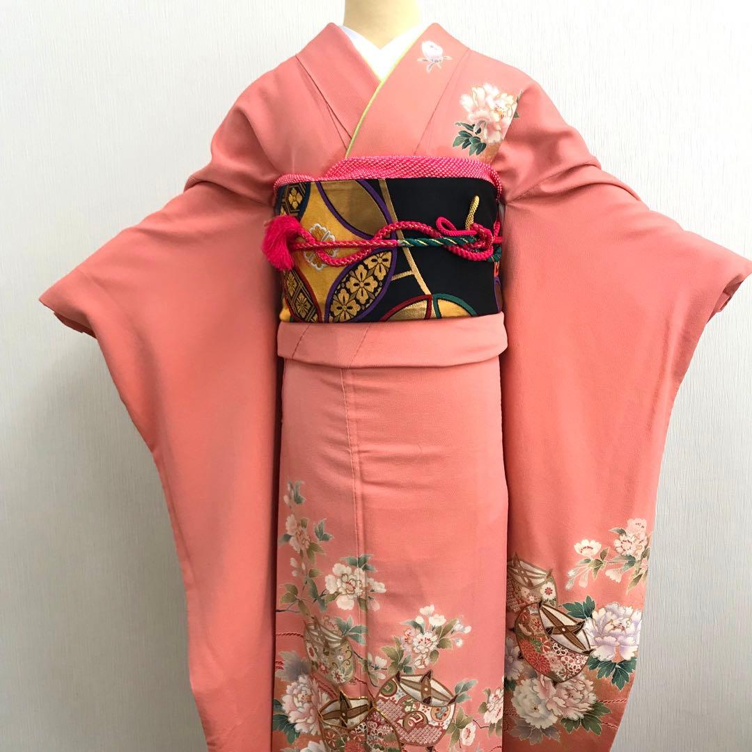 梅乃【140】正絹　振袖　フルセット　古典　ピンク　8点セット