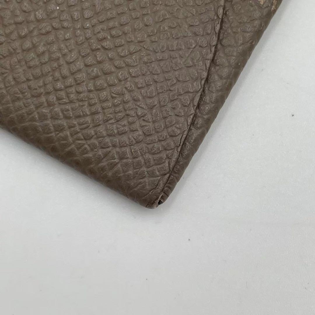 良品　エルメス　バスティア　ケース　コンパクトウォレット　レザー　ブラウン