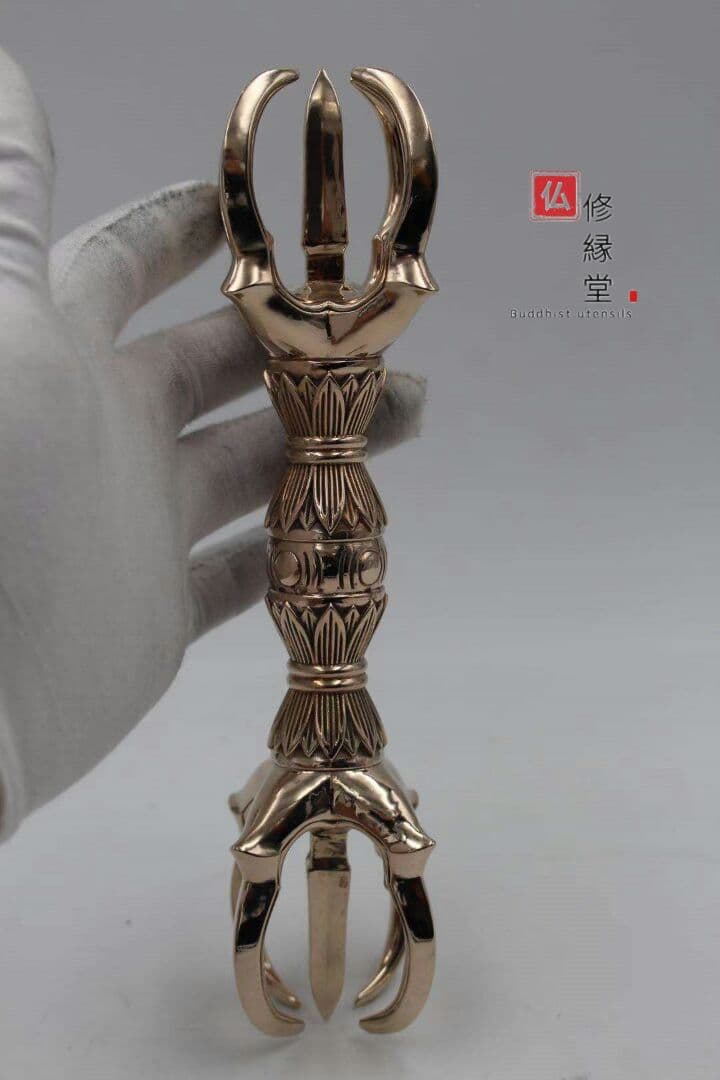 密教法具 真言宗 法器 （大）五鈷杵 金剛杵 真鍮製