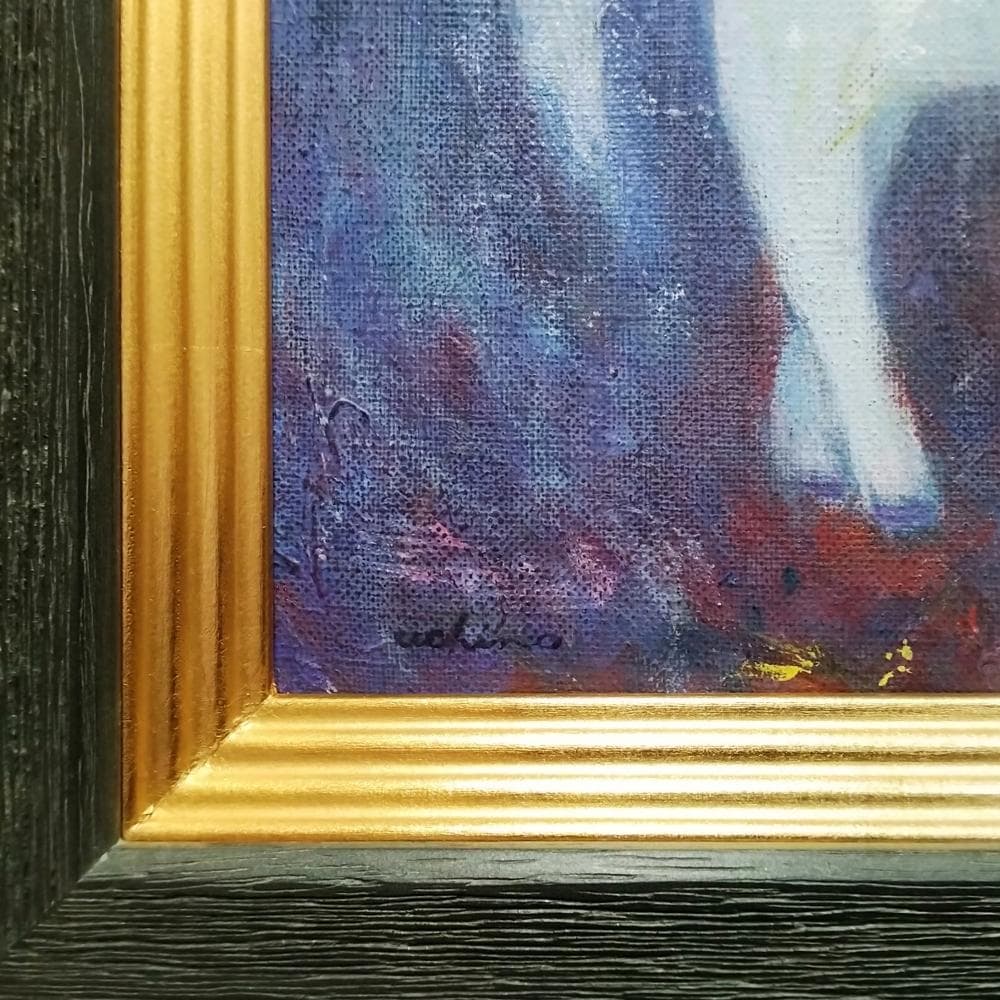 内野隆文　静かな雨と一角獣　絵画　アクリル画　F4号　現代美術　額付　真作