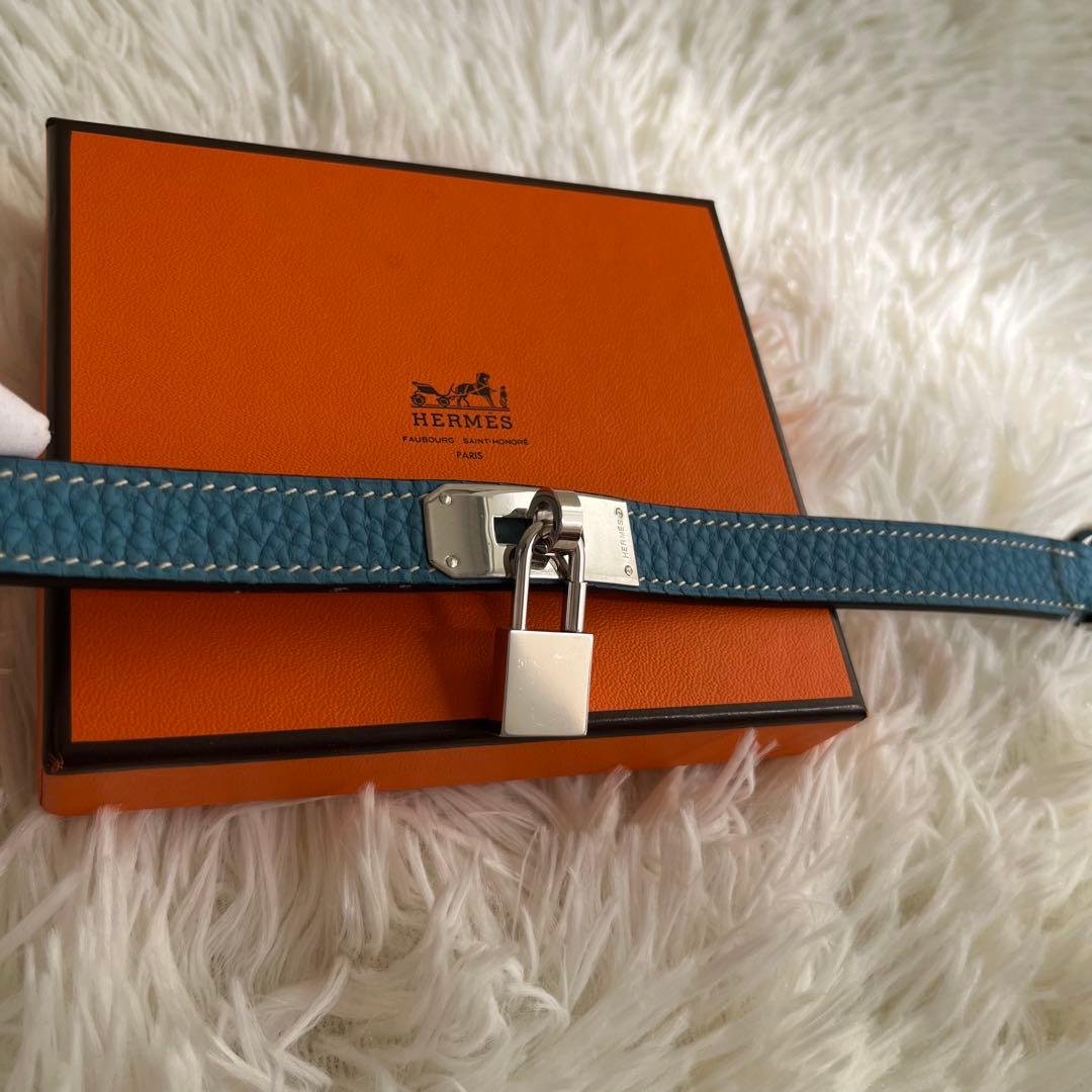 新品 HERMES エルメス ケリー 首輪 犬用 ペット用品 ブルー 箱タグ付