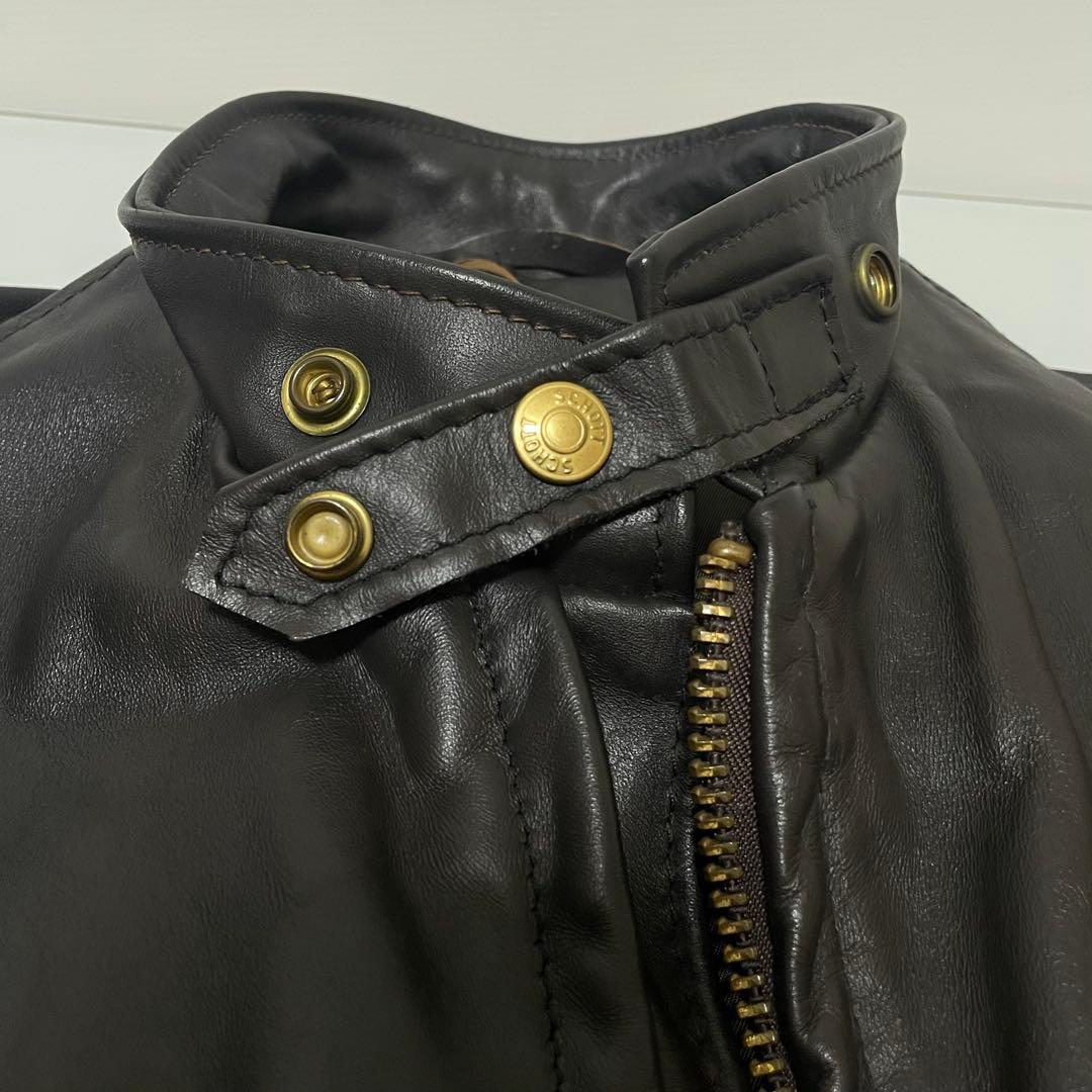 Shott ショット シングルライダースジャケット 茶　38 レザージャケット