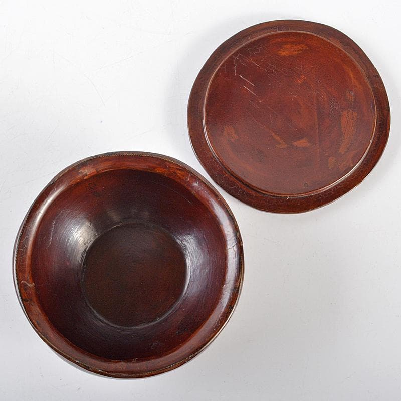 茶道具　漆塗　青貝文字　茶器　蓋物　時代箱付　M　R5487