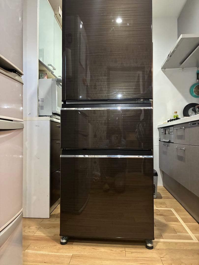 三菱　ダークブラウン 3ドア冷蔵庫