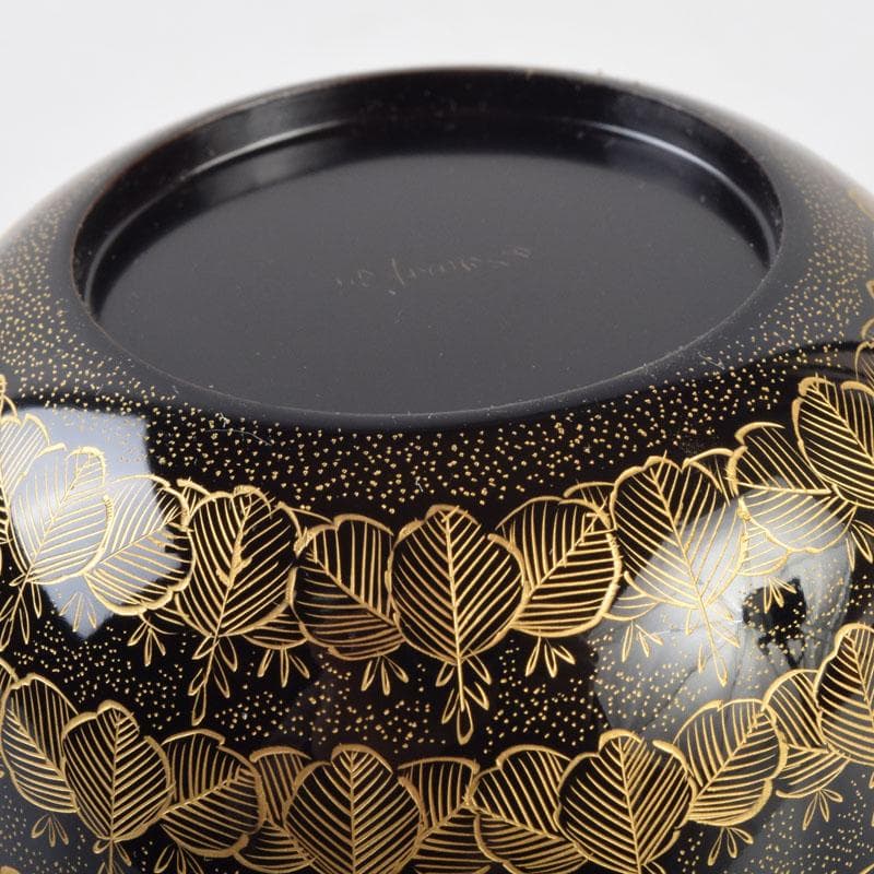 茶道具　輪島塗　前志芸男作　沈金桐紋様　棗　共布共箱　M　8632