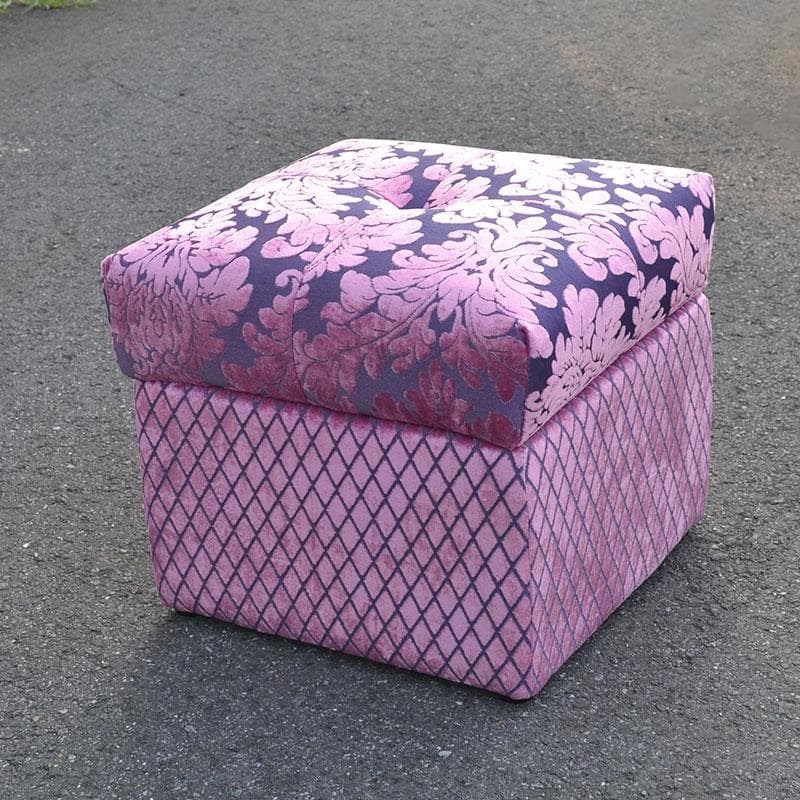 値下げ！　ロココ調　ローズファブリックスツール　収納　パープルピンク　便利