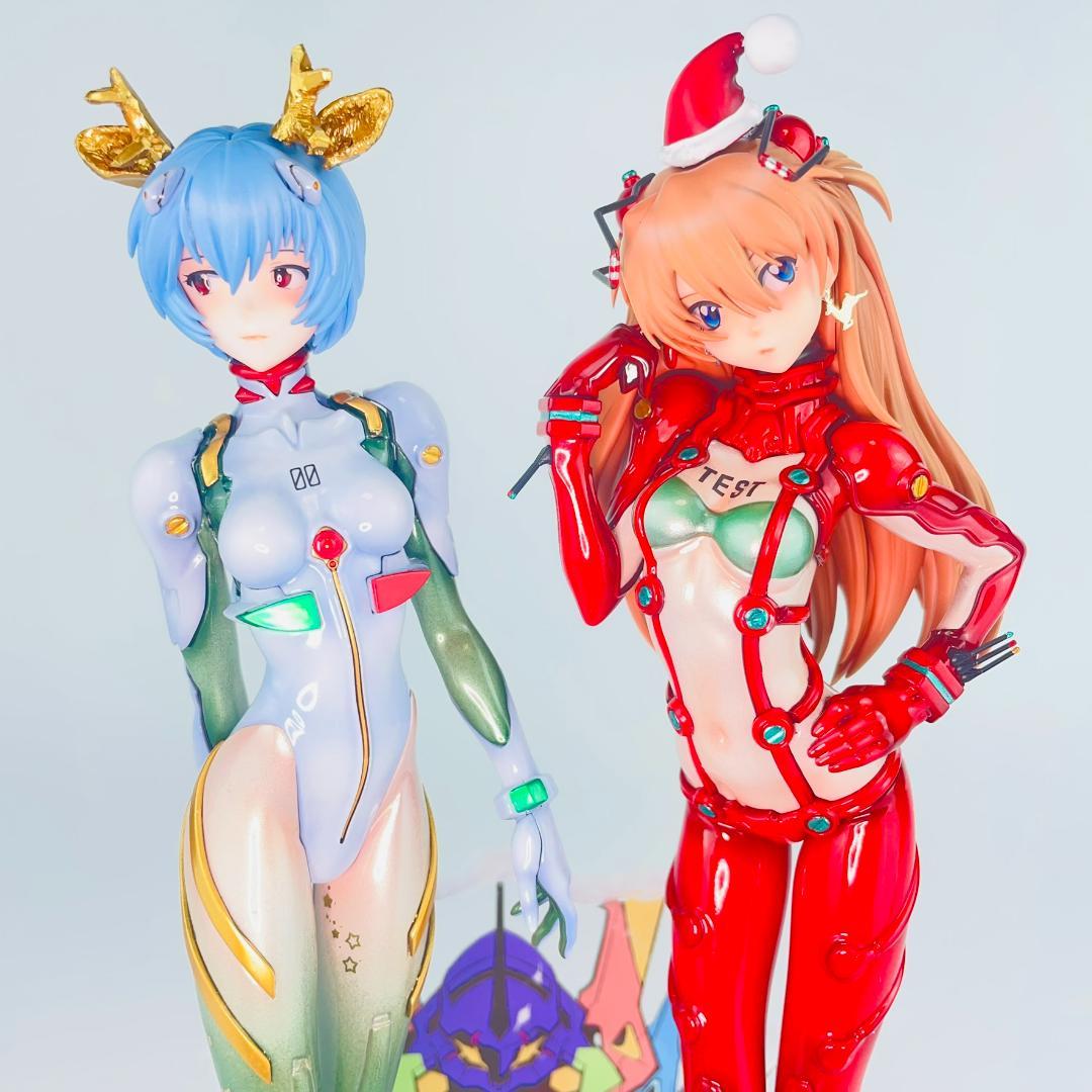 全塗装完成品 綾波レイ アスカ エヴァ クリスマス フィギュア ガレージキット