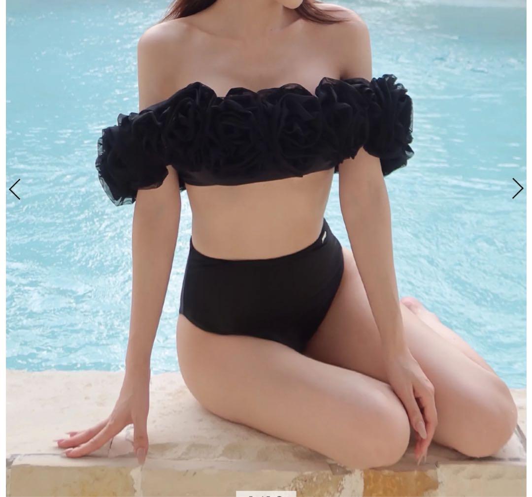 eimy / Flower motif オフショルダートップス、パンツ（黒）