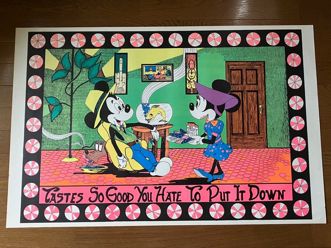 ディズニー ミッキー ヴィンテージ ポスター ブラックライト 60s 70s