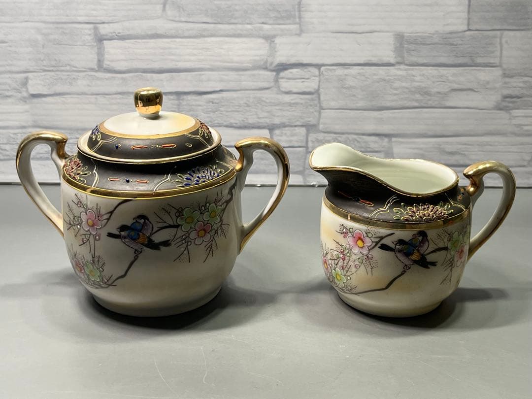 大正〜昭和初期　輸出向　九谷焼　ティーポット　シュガーポット　ミルクピッチャー