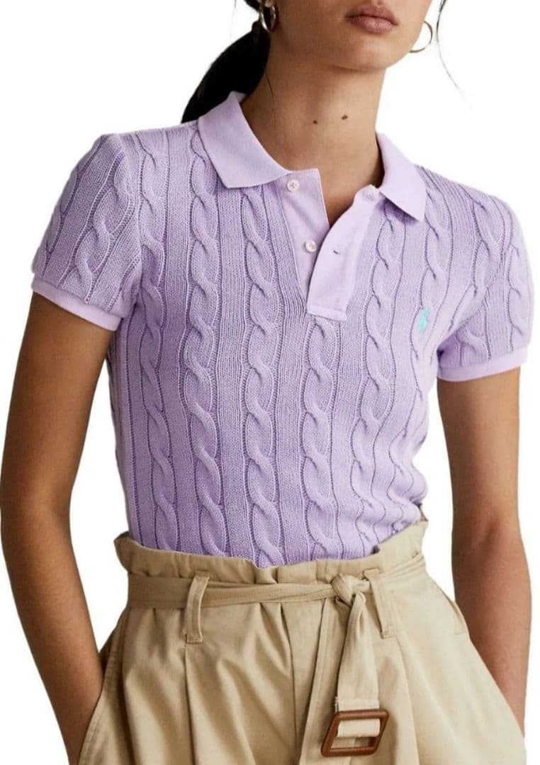 めぇめぇ様☆ポロラルフローレン ケーブル編み ポロシャツ ピンクパープルXL半袖