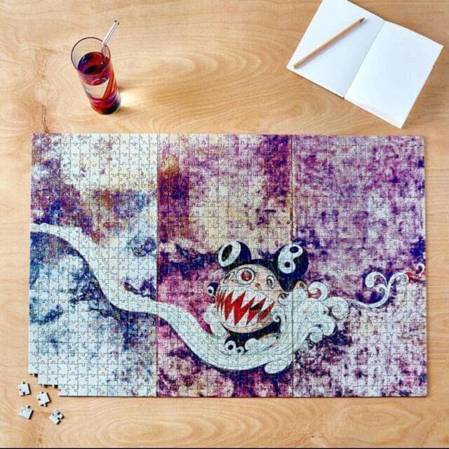 村上隆の3枚組絵画『727』高品質1000ピースの村上隆ジグソーパズル