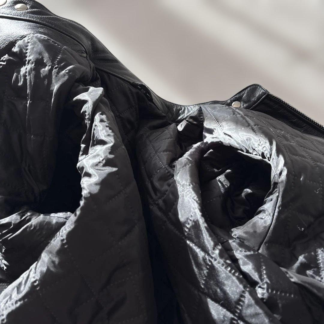 【ビックサイズ】美品　フリーダム　シングルライダースXL 黒　水牛革　ノーカラー