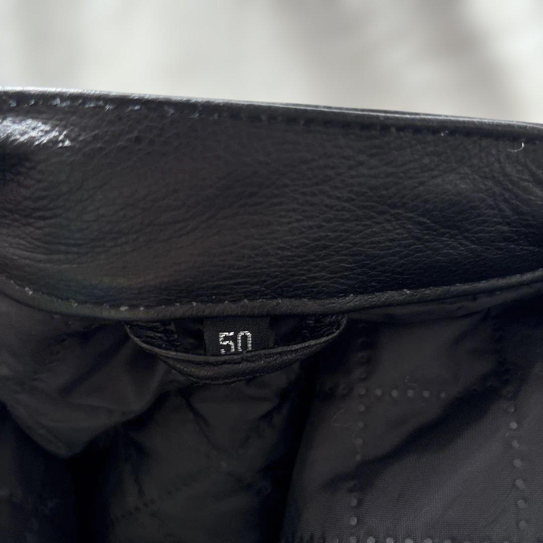 【ビックサイズ】美品　フリーダム　シングルライダースXL 黒　水牛革　ノーカラー