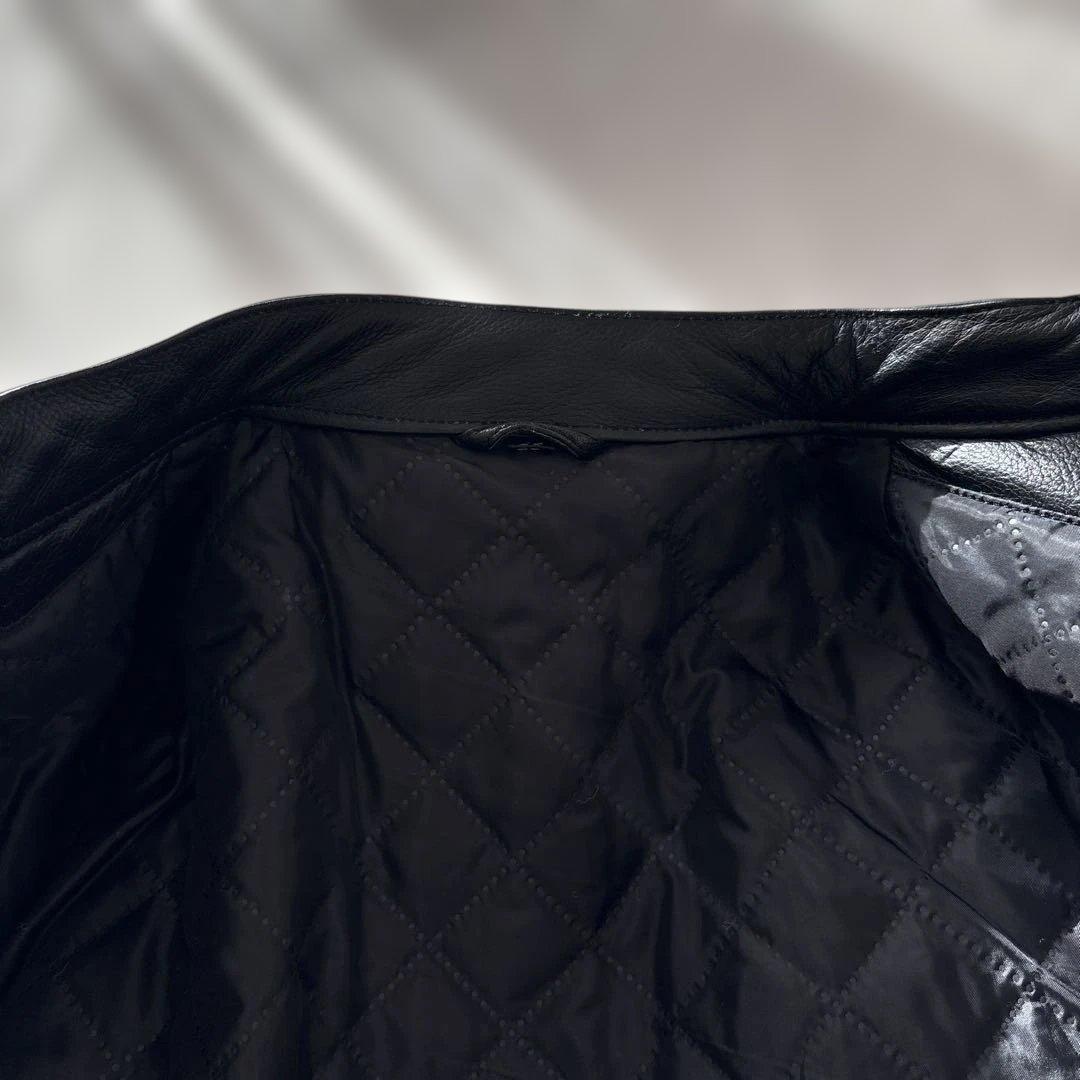 【ビックサイズ】美品　フリーダム　シングルライダースXL 黒　水牛革　ノーカラー