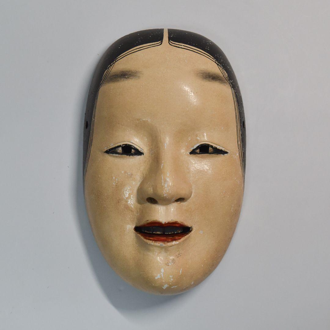 能面 小面 人間国宝長沢氏春作 能面袋付き 美品 希少(G11)