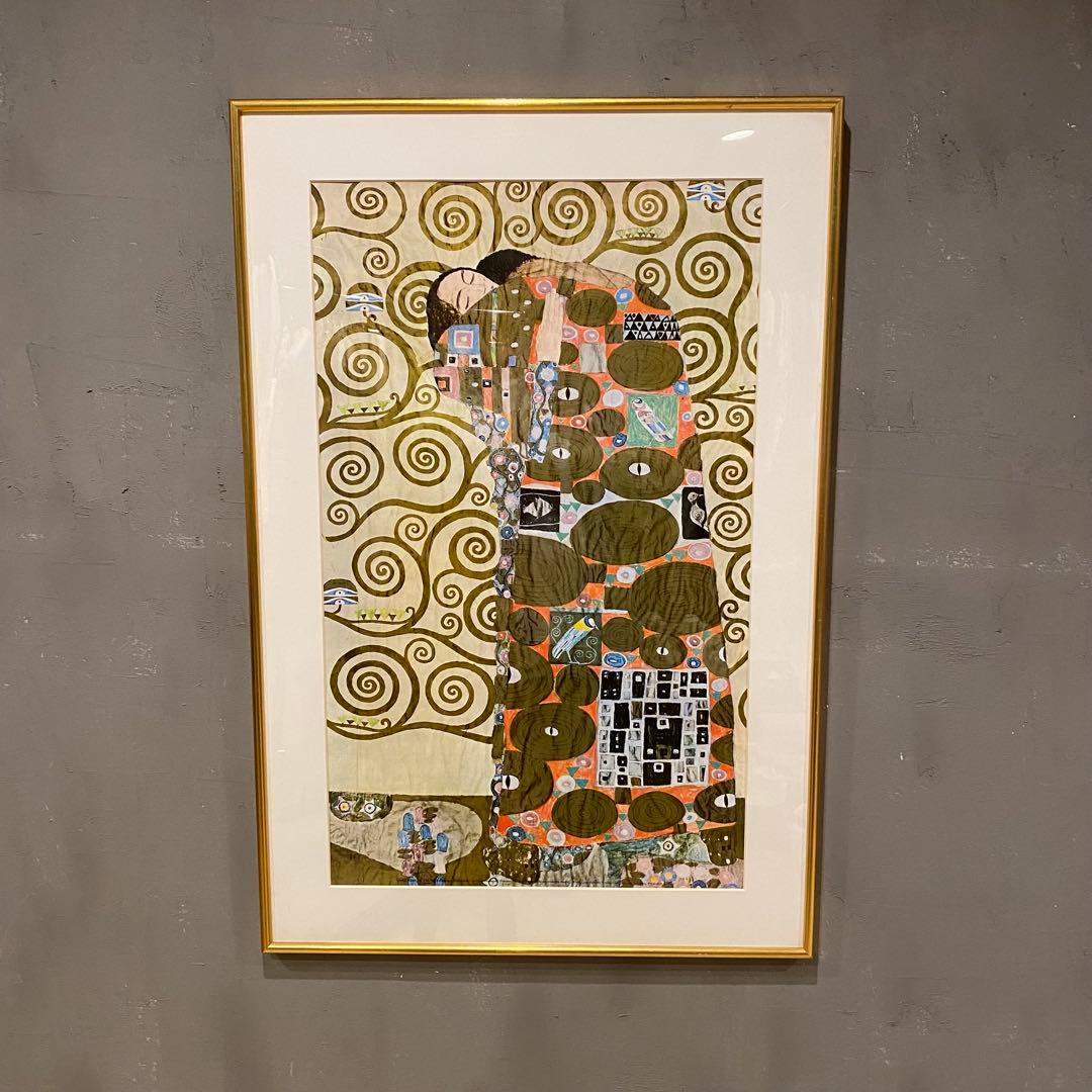 オーストリア製 クリムト 抱擁 アートポスター額装品 69×102