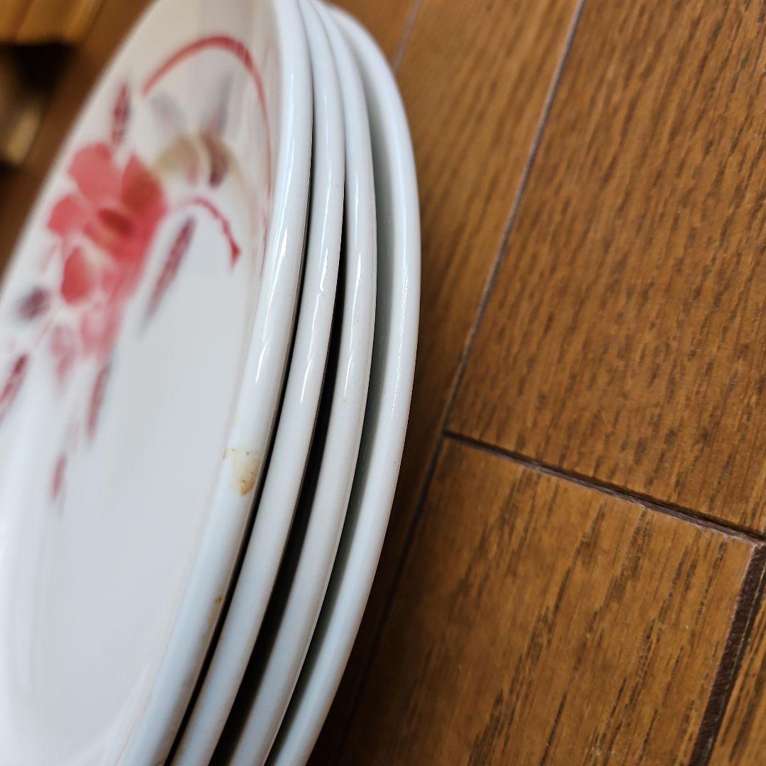 ローズ柄プレート 4枚セット ムーラン・デ・ルー製　フランス蚤の市　美品