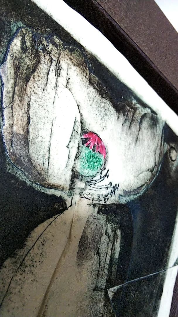 陶板　「白芥子」 三浦景生　染色