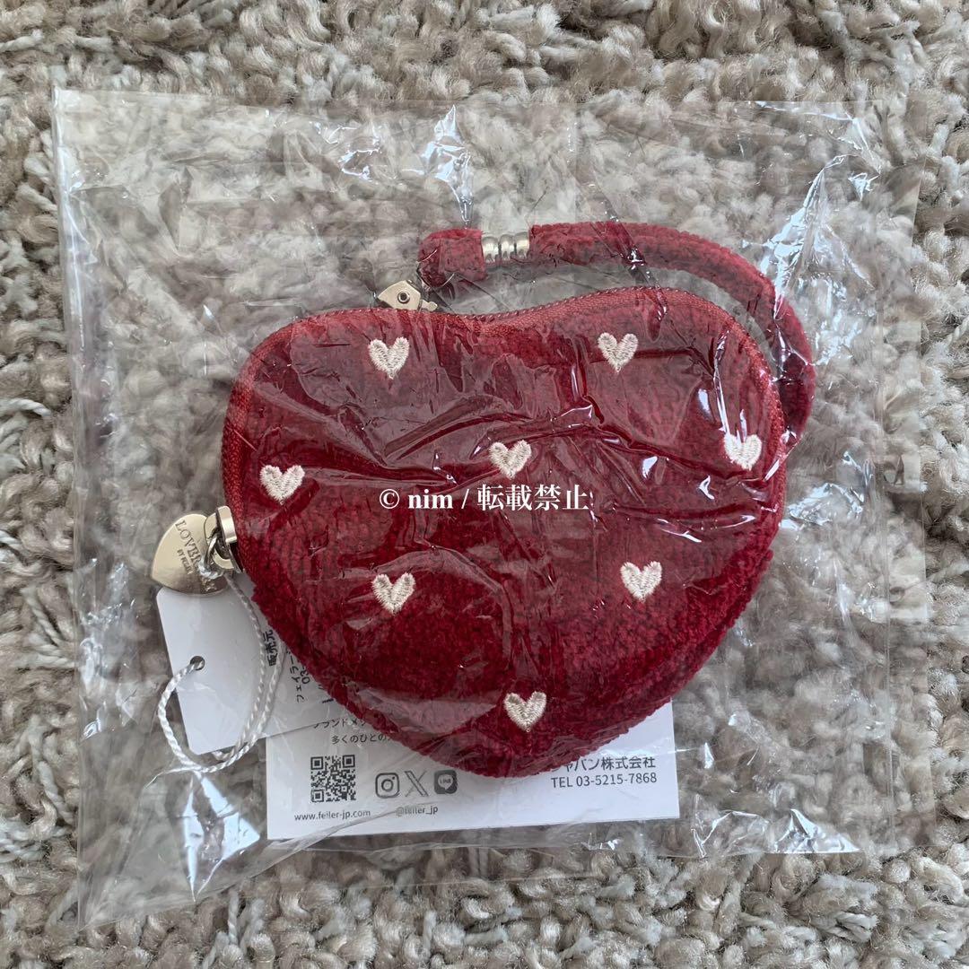 新品未開封 フェイラー ラブラリーハート ハート型ポーチ ダークレッド