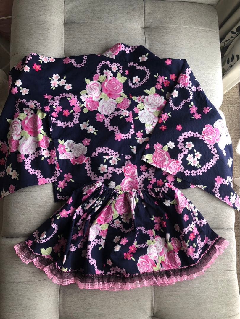 浴衣ドレス(花柄ラメ入り) 地雷、y2k、姫ギャル