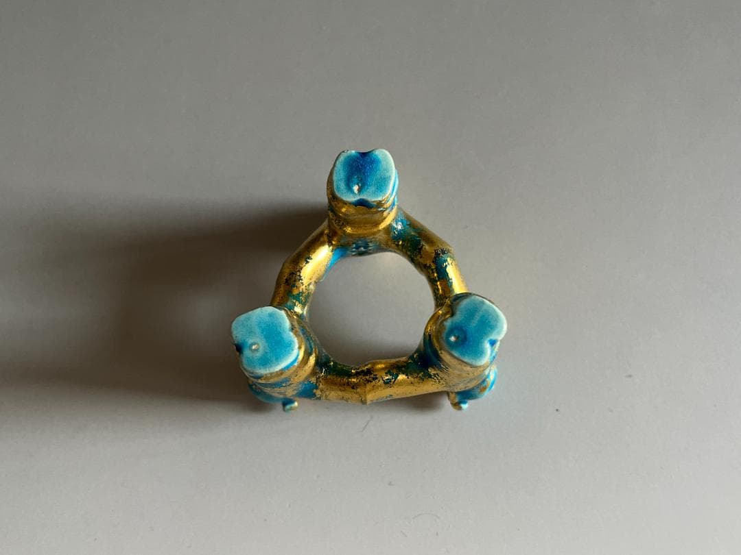 真葛香斎　三人形　交趾蓋置　茶道具