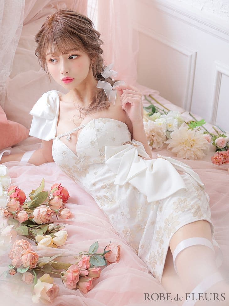 ROBE de FLEURS♡M♡フラワーレース×リボンワンショルダーミニ♡