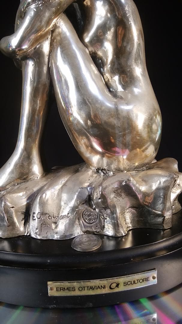 ロ*o様 エルメス★純 銀メッキブロンズ風裸婦彫刻像/高２８cm重４ ㎏少女ヌー