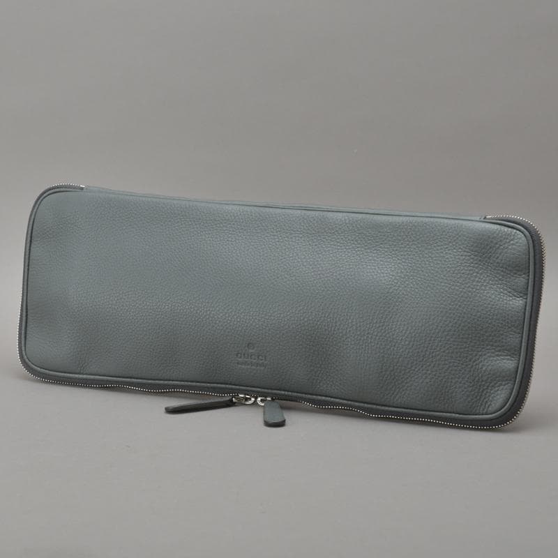 未使用同様◇GUCCI グッチ ネクタイケース マルチケース レザー グレー
