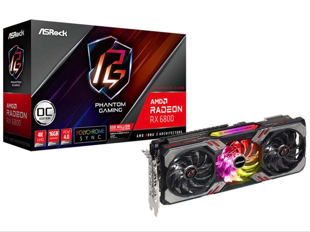 【美品/非喫煙】ASRock RX 6800 16GB OC トリプルファン