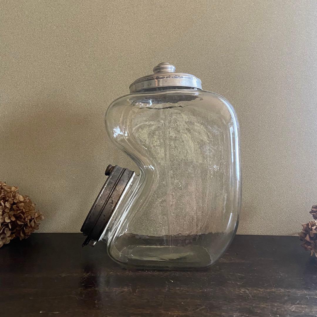 アンティーク　ガラス瓶　口付瓶　レトロガラス　店舗什器　当時物