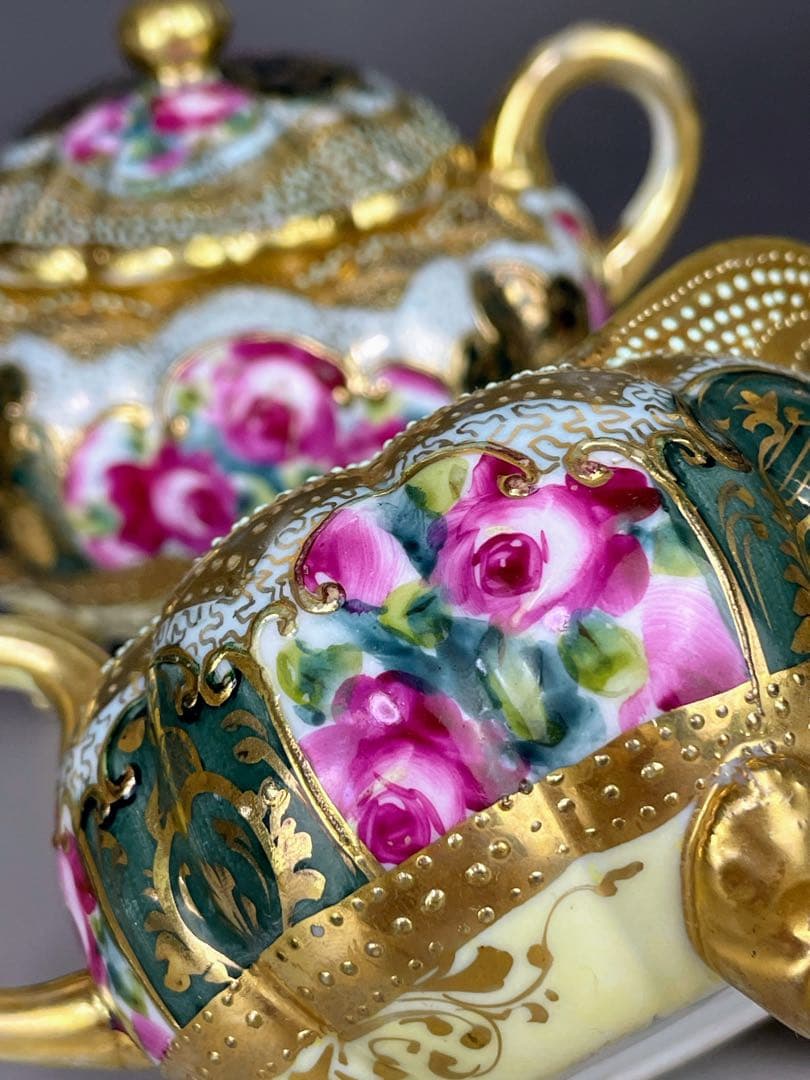 【専用】オールドノリタケ 薔薇紋 ビード盛り シュガーボウル クリーマー