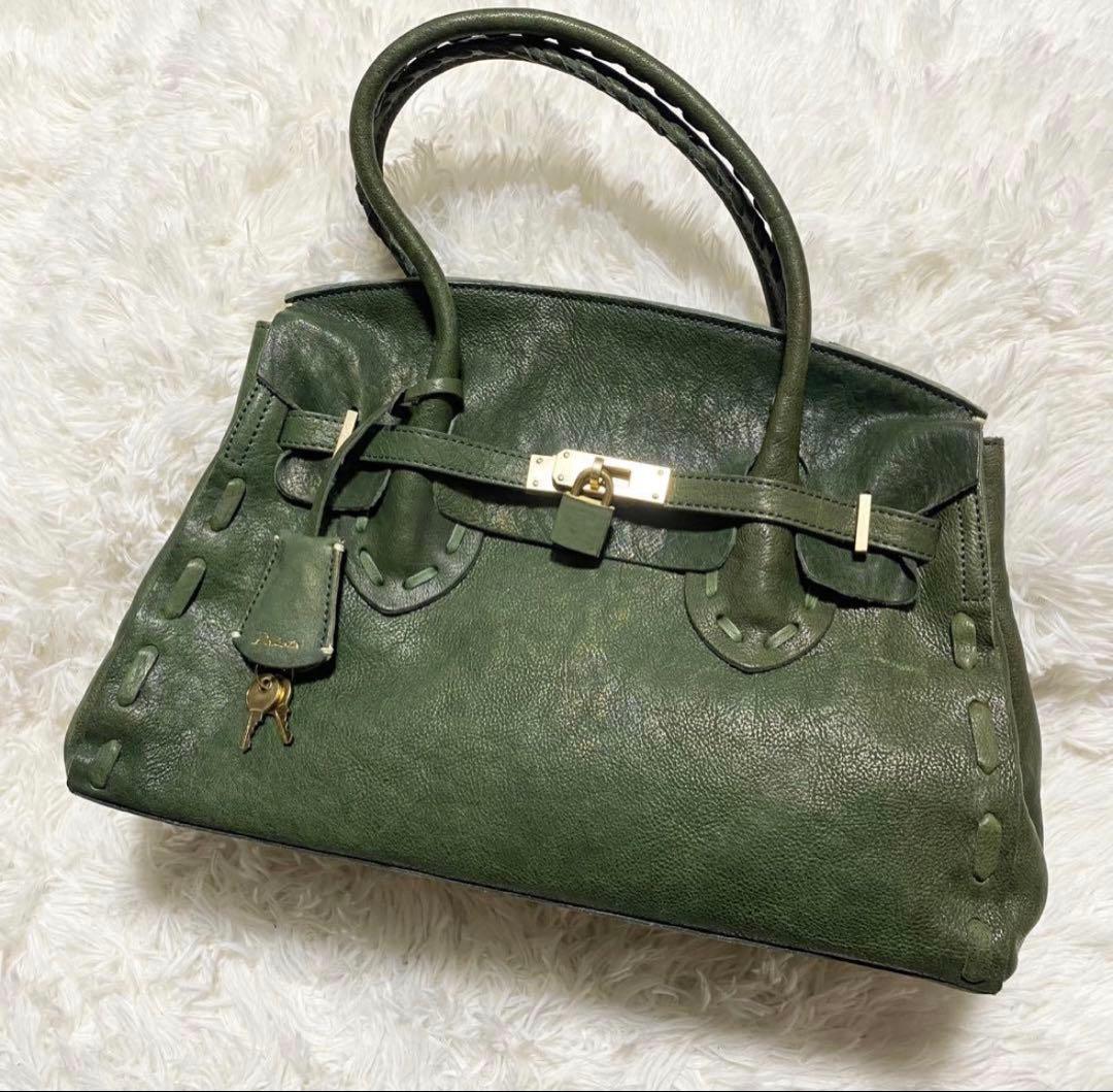 新品✨ DAKOTA ダコタ ハンドバッグ オーリオ ヌメ革 深緑 南京錠