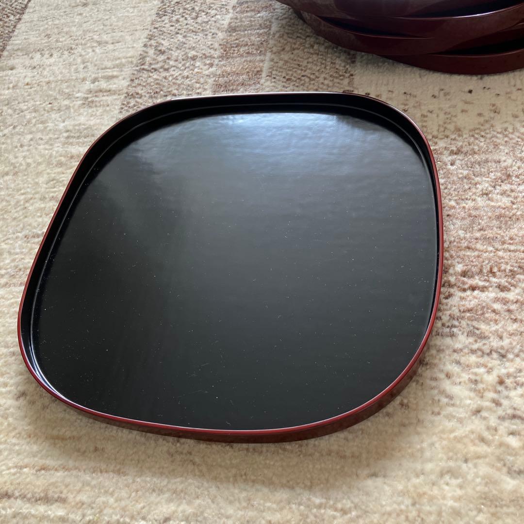 【漆器のアソベ　尺2サイズ　卓上膳×5客】天然木製　クツワ型　布目溜塗