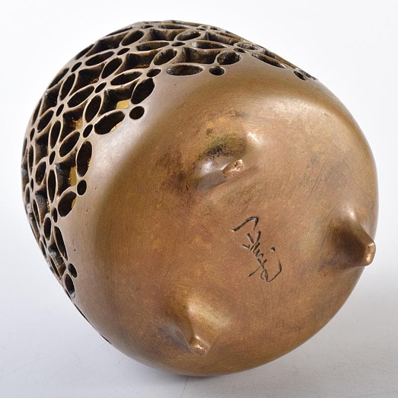 香道具　鋳銅　内金溜　香炉　在銘　M　R7602