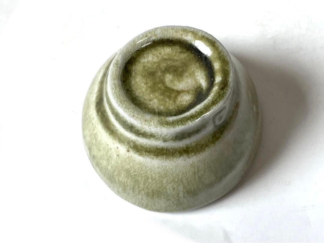 陶芸家　作家物　鯉江良二　ぐい呑　酒器　酒盃　緑釉　共箱