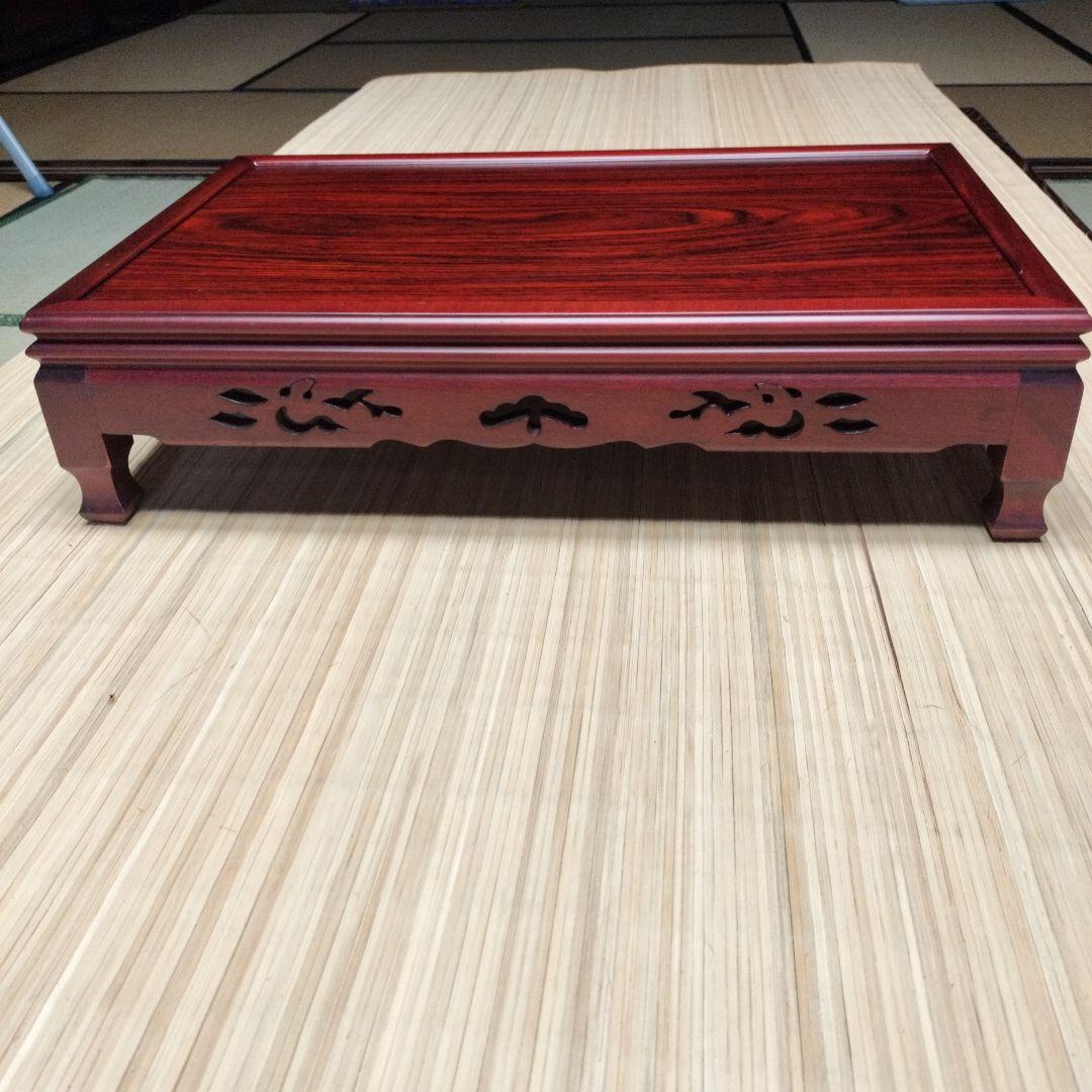 未使用 華道具 唐木紫檀 松透かし彫 花台 盆栽台 香炉台 紙箱