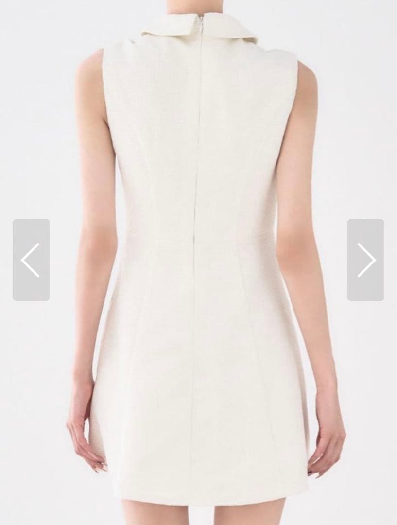 襟付きフロントジップフレアーワンピースドレス/キャバドレス