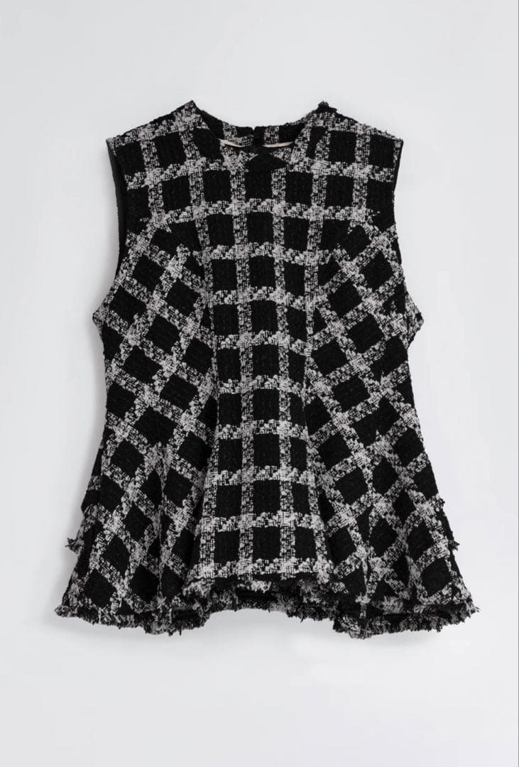 定価29000円/ 新品 Check Tweed Peplum Top