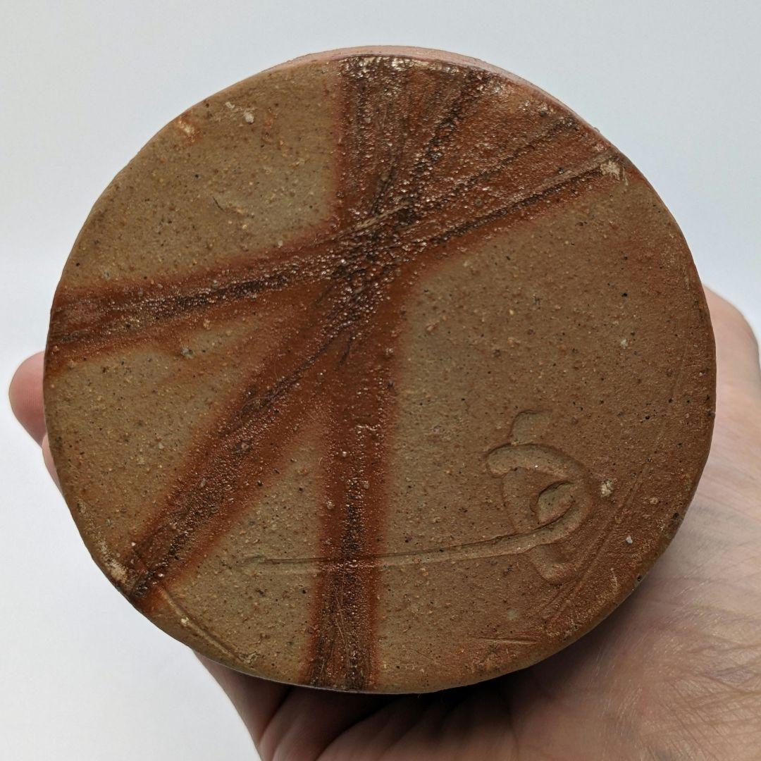 岡山県重要無形文化財 藤原建 備前焼 緋襷筒花入 四方桟共箱 花器 花瓶 置物