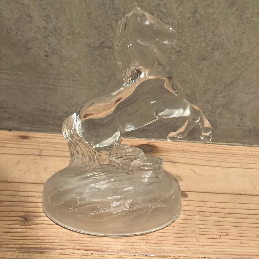 美品 ヴィンテージ ガラス 馬　りんご 置物 オブジェ ずっしり　クリスタル