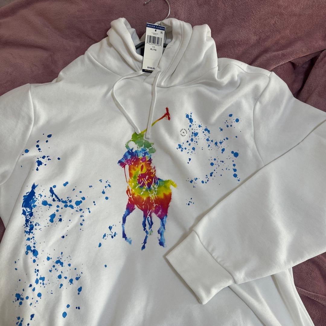 ホワイト ラルフローレン　レインボープリント パーカ