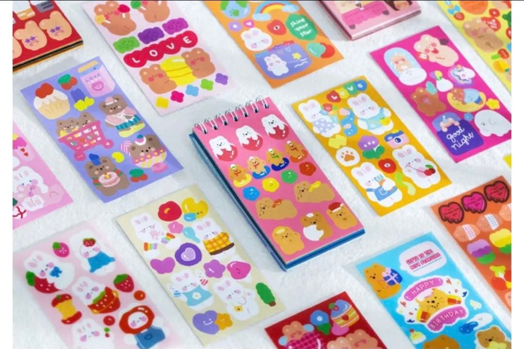 W1248.うさぎとくま ステッカーブック 4種セット